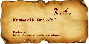 Kramarik Anikó névjegykártya